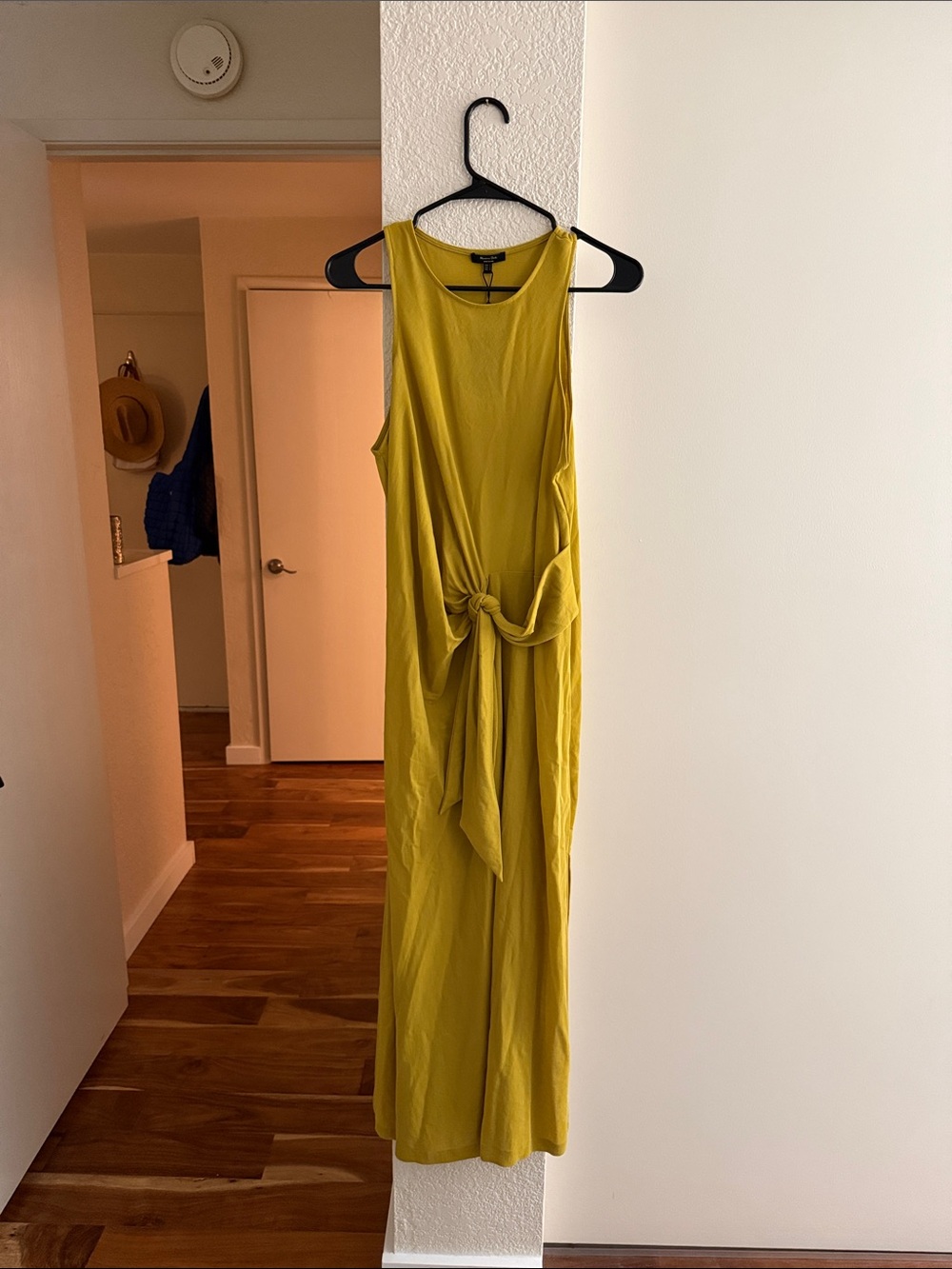 Massimo Dutti Sleeveless Knot-Front Maxi Dress in Mustard